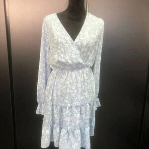 Inspired Hearts Midi,bell sleeves double ruffle hem,V-neck,summer floral